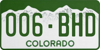 CO license plate 006BHD