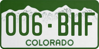 CO license plate 006BHF