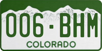 CO license plate 006BHM