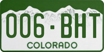CO license plate 006BHT