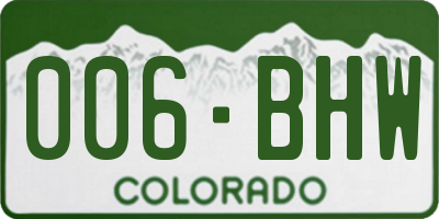 CO license plate 006BHW