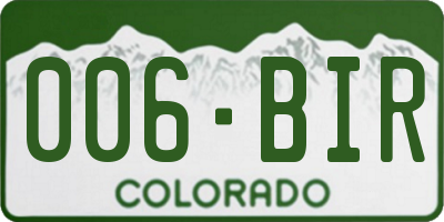CO license plate 006BIR