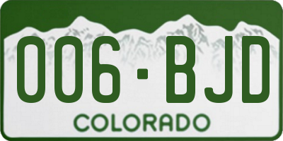 CO license plate 006BJD