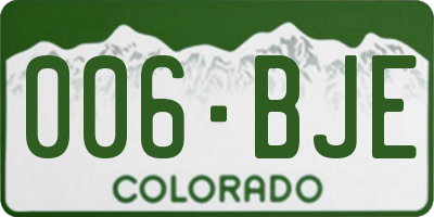 CO license plate 006BJE