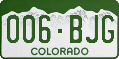 CO license plate 006BJG