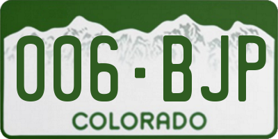 CO license plate 006BJP