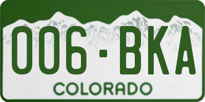 CO license plate 006BKA