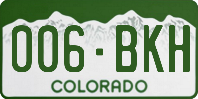CO license plate 006BKH