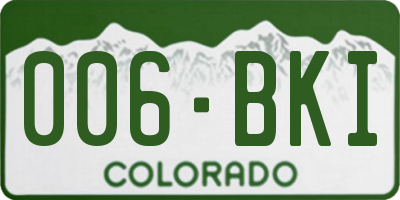 CO license plate 006BKI