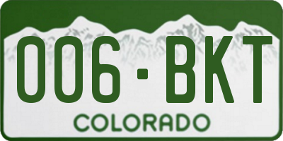 CO license plate 006BKT