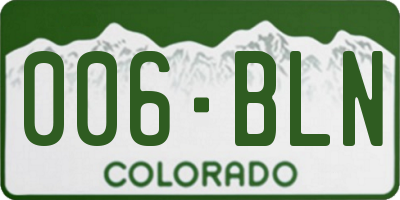 CO license plate 006BLN
