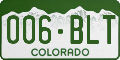CO license plate 006BLT