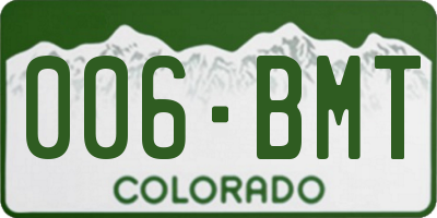 CO license plate 006BMT