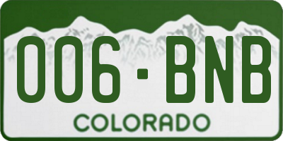 CO license plate 006BNB