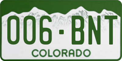 CO license plate 006BNT