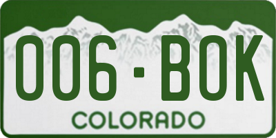 CO license plate 006BOK
