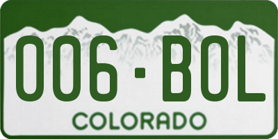 CO license plate 006BOL