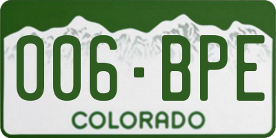 CO license plate 006BPE