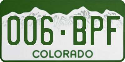 CO license plate 006BPF