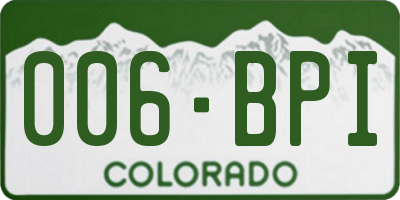 CO license plate 006BPI