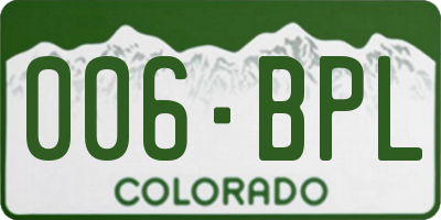 CO license plate 006BPL