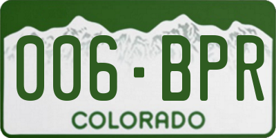 CO license plate 006BPR
