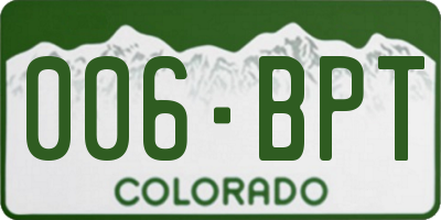 CO license plate 006BPT
