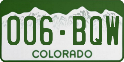 CO license plate 006BQW