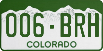 CO license plate 006BRH