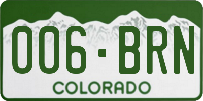 CO license plate 006BRN