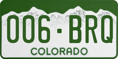 CO license plate 006BRQ