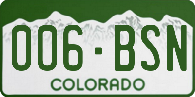 CO license plate 006BSN