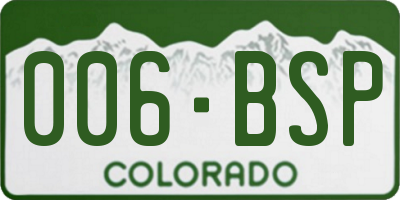 CO license plate 006BSP