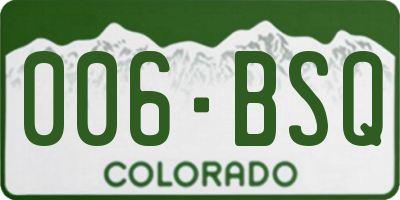 CO license plate 006BSQ