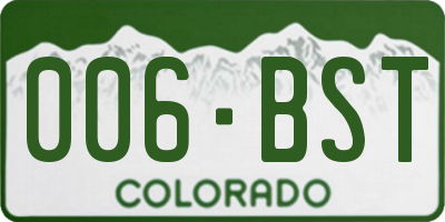 CO license plate 006BST