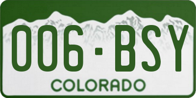 CO license plate 006BSY