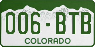 CO license plate 006BTB