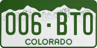 CO license plate 006BTO