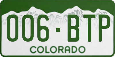 CO license plate 006BTP