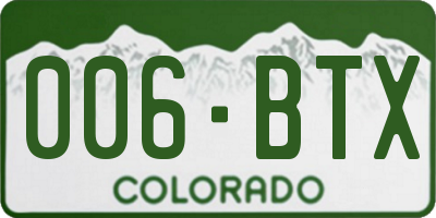 CO license plate 006BTX