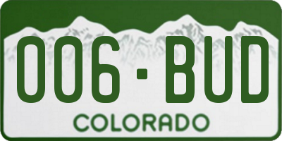 CO license plate 006BUD