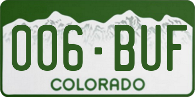 CO license plate 006BUF