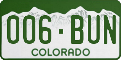 CO license plate 006BUN