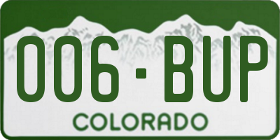 CO license plate 006BUP