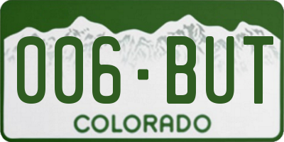 CO license plate 006BUT