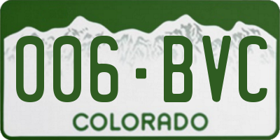 CO license plate 006BVC