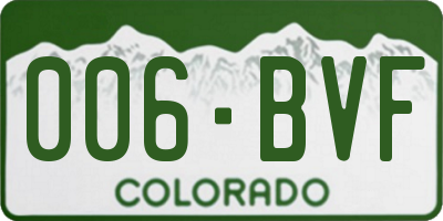 CO license plate 006BVF