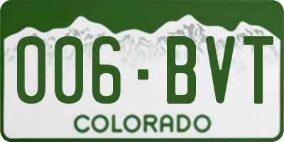 CO license plate 006BVT