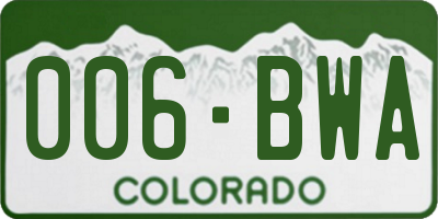 CO license plate 006BWA