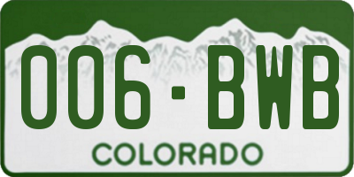 CO license plate 006BWB